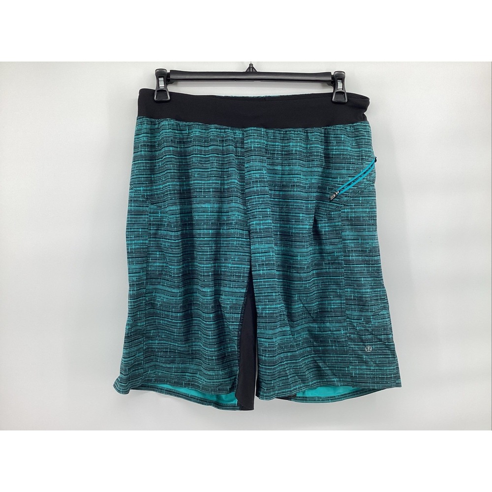 Lululemon Men's Shorts 11" Linerless Black / Teal Lagoon Sz LARGE